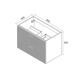 80 cm, meuble de salle de bain assemblé, couleur chêne (CERAMIA-4DW80)