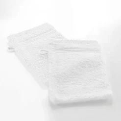 2 gants de toilette 15 x 21 cm eponge unie tendresse Blanc