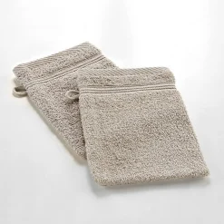 2 gants de toilette 15 x 21 cm eponge unie tendresse Taupe