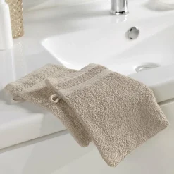 2 gants de toilette 15 x 21 cm eponge unie tendresse Taupe