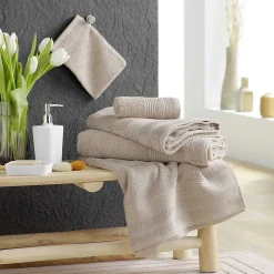 2 gants de toilette 15 x 21 cm eponge unie tendresse Taupe