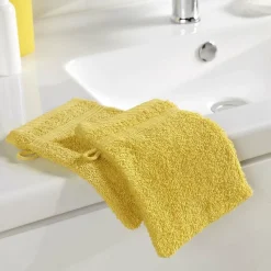 2 gants de toilette 15 x 21 cm eponge unie tendresse Mimosa