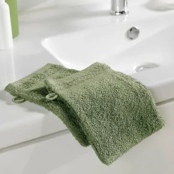 2 gants de toilette 15 x 21 cm eponge unie tendresse Fougere