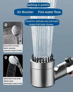 3 modes réglables, pommeau de douche massant anticalcaire avec fonction d'arrêt, pommeau de douche d'hydrothérapie