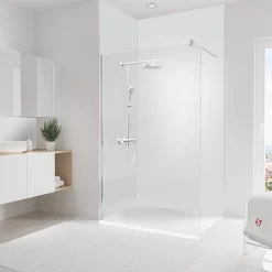2 panneaux muraux de salle de bains l.120+90x255 cm, blanc, Schulte DécoDesign