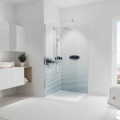 2 panneaux muraux de salle de bains l.90+90 x H.210 cm, décor zen et eau, Schulte DécoDesign
