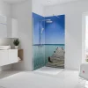 2 panneaux muraux de salle de bains l.90+90 x H.210 cm, décor Maldives, Schulte DécoDesign