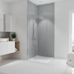 2 panneaux muraux de salle de bains l.90x255 cm, gris argenté, Schulte DécoDesign