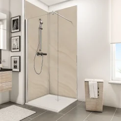 2 panneaux muraux salle de bains l.100 x H.210 cm, effet pierre arcose, Schulte DécoDesign Décor