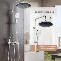 1 pièce 24.5cm en plastique rond précipitation alimentée salle de douche haut douche toit buse cabine accessoires