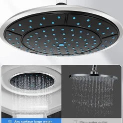 1 pièce 24.5cm en plastique rond précipitation alimentée salle de douche haut douche toit buse cabine accessoires