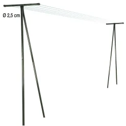 2 poteaux étendage extérieur vert 210 x 58 cm acier laqué anticorrosion, jusqu'à 7 fils