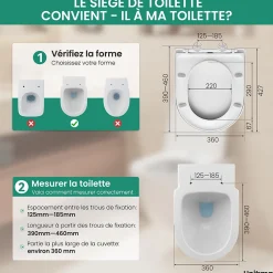 Abattant de WC avec Système d'abaissement Automatique et Bouton-poussoir Mono-touche, en Forme de D, ANYCEE MAX Abattant WC
