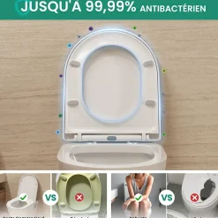 Abattant de WC avec Système d'abaissement Automatique et Bouton-poussoir Mono-touche, en Forme de D, ANYCEE MAX Abattant WC