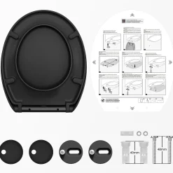 Abattant de WC avec Système d'abaissement Automatique et Bouton-poussoir Mono-touche, en Forme de O, CECIPA MAX Abattant WC