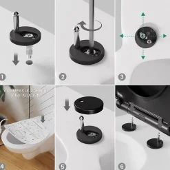 Abattant de WC avec Système d'abaissement Automatique, ANYCEE MAX Couvercle de Toilette en Duroplast, en Forme O, Noir
