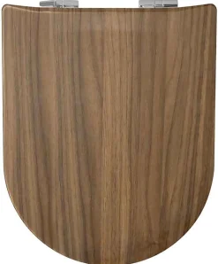Abattant Double OLFA Descente Assistée "Bois de Noyer" (47x36.5 cm - Marron Clair)