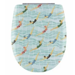 Abattant easy clip à descente assistée au look nageuse (38x49.5 cm - Bleu ciel)