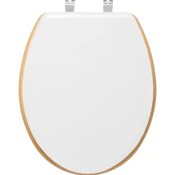 Abattant WC à fermeture silencieuse blanc et aspect bois, 5Five Modern