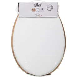 Abattant WC à fermeture silencieuse blanc et aspect bois, 5Five Modern