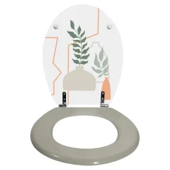 Abattant WC à motif style bohème abstrait, vert et terracotta, MSV Kenzi