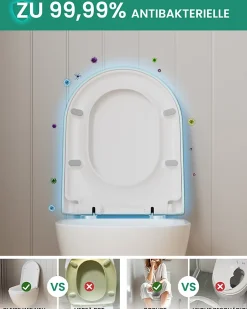Abattant WC avec Système d'abaissement Automatique en Duroplast, ANYCEE MAX Couvercle de Toilette, en Forme de D