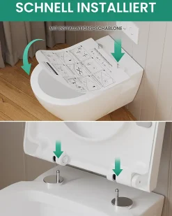 Abattant WC avec Système d'abaissement Automatique en Duroplast, ANYCEE MAX Couvercle de Toilette, en Forme de D