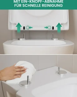 Abattant WC avec Système d'abaissement Automatique en Duroplast, ANYCEE MAX Couvercle de Toilette, en Forme de D