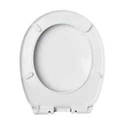 Abattant WC blanc de forme ovale en Polypropylène avec fermeture ralentie, réglable et déclipsable - NF - Océan