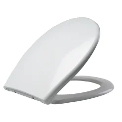 Abattant WC blanc de forme ovale en duroplast antibactérien avec fermeture ralentie, réglable et déclipsable - Melodi
