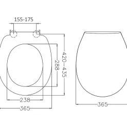 Abattant WC blanc de forme ovale en duroplast antibactérien avec fermeture ralentie, réglable et déclipsable - Melodi