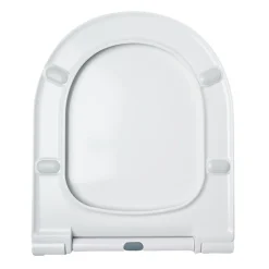 Abattant WC blanc de forme droite en duroplast antibactérien avec fermeture ralentie, réglable et déclipsable - Samara
