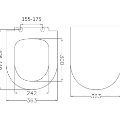 Abattant WC blanc de forme droite en duroplast antibactérien avec fermeture ralentie, réglable et déclipsable - Samara