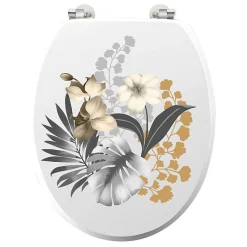 Abattant wc charnieres metal 37.5 x 46 cm mdf imprime kelly Blanc