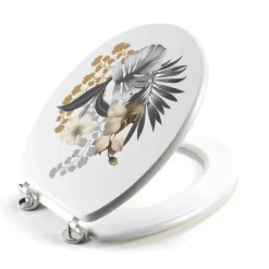 Abattant wc charnieres metal 37.5 x 46 cm mdf imprime kelly Blanc