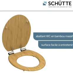 Abattant WC en Bambou massif BAMBOO avec frein de chute