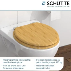 Abattant WC en Bambou massif BAMBOO avec frein de chute