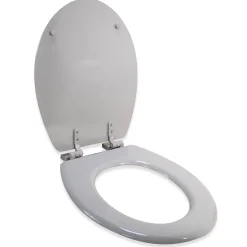 Abattant wc en bois compresse HDF uni taupe Charnieres plastique Siege de toilette universel