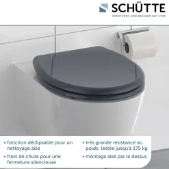 Abattant WC en duroplast ANTHRAZIT avec frein de chute Anthracite
