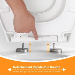 Abattant WC Familial TODOT avec Siège Enfant Magnétique Retirable et Frein de Chute
