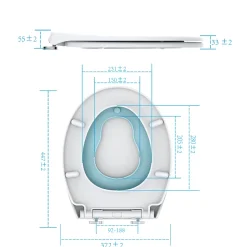 Abattant WC Familial TODOT forme Ovale avec Siège Enfant Bleu Magnétique Retirable et Frein de Chute