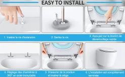 Abattant WC Familial TODOT forme Ovale avec Siège Enfant Bleu Magnétique Retirable et Frein de Chute
