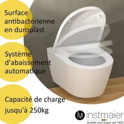 Abattant WC forme en D en duroplast blanc avec frein de chute ALMA