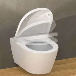 Abattant WC forme en D en duroplast blanc avec frein de chute ALMA