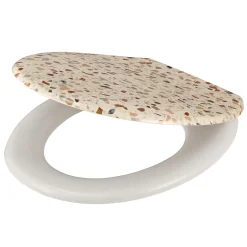 Abattant WC GoodHome Genoa coloris blanc et jaune clair en duraplast avec frein de chute