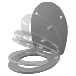 Abattant WC GoodHome Morava coloris gris en MDF avec frein de chute