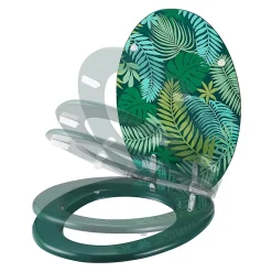 Abattant WC GoodHome Pilica coloris vert en bois avec frein de chute