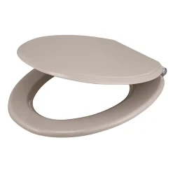 Abattant WC GoodHome Pilica coloris taupe en bois avec frein de chute