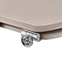 Abattant WC GoodHome Pilica coloris taupe en bois avec frein de chute