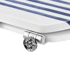 Abattant WC GoodHome Pilica coloris blanc et bleu en bois avec frein de chute